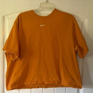 Nike Orange Boxy Cropped Tee with White Swoosh